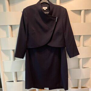 Tahari Arthur S. Levine 2PC Navy Midi Dress Suit 18